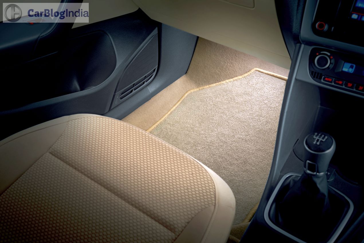 volkswagen ameo launch interior images floor mat CarBlogIndia