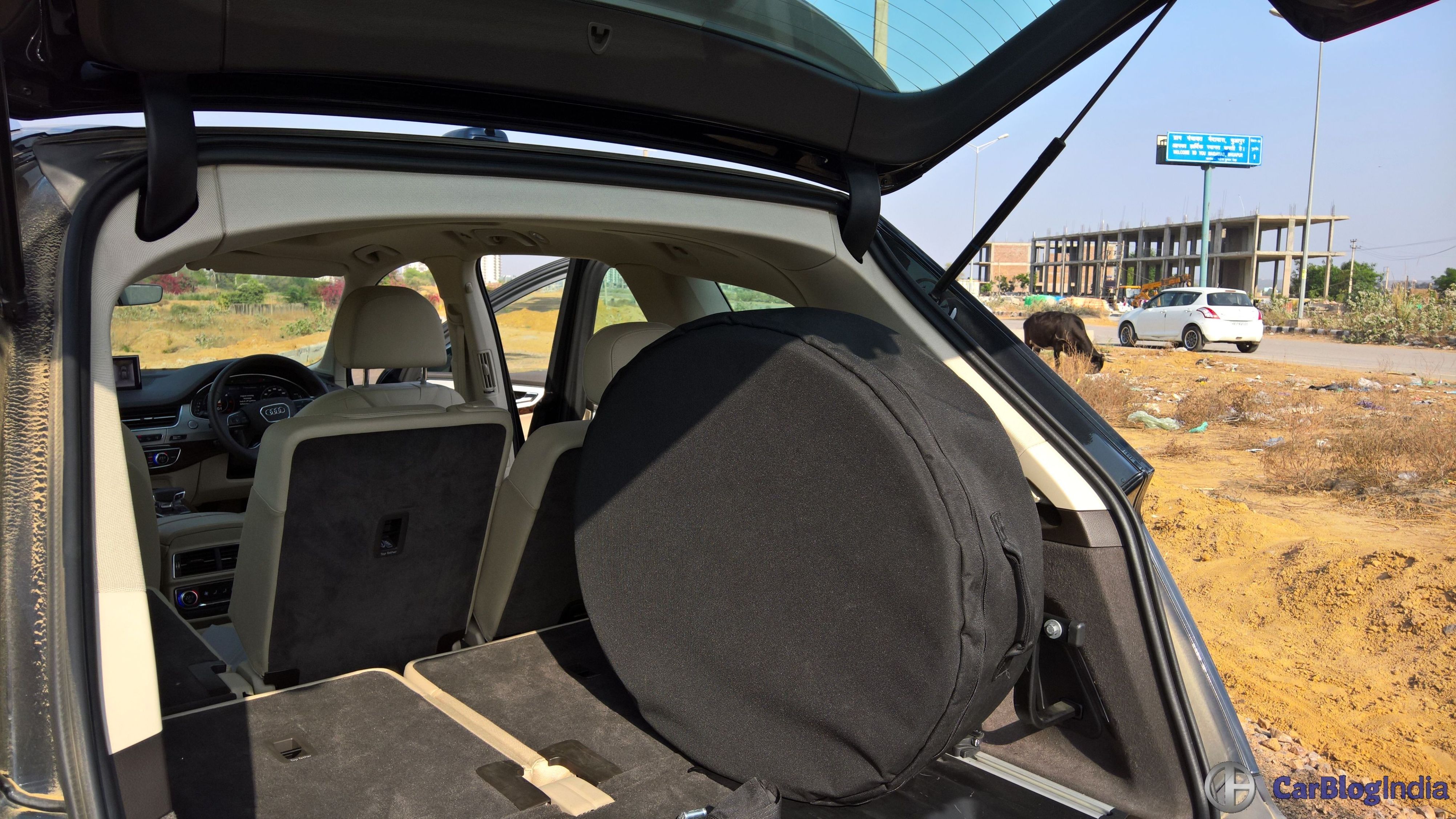 2016 Audi Q7 Review test Drive spare wheel CarBlogIndia
