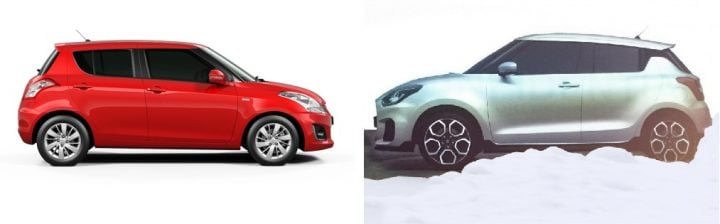 2017 Maruti Swift vs Old Model side profile 2017 Maruti Swift vs Old Model side profile