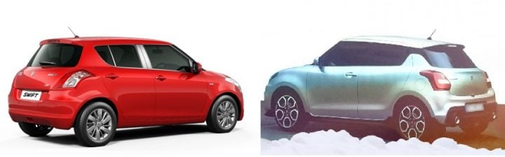 2017 Maruti Swift vs Old Model comparison ear side view 2017 Maruti Swift vs Old Model comparison ear side view
