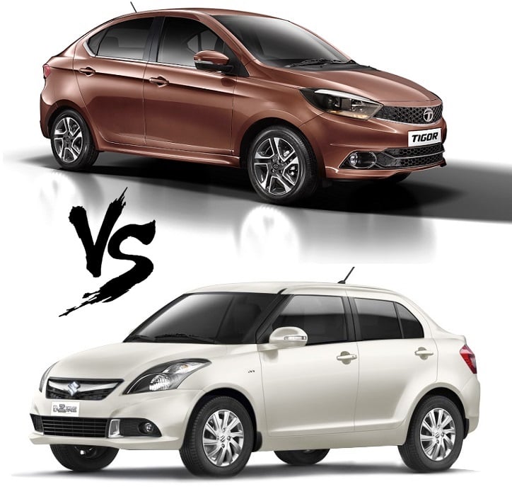 Tata Tigor vs Maruti Swift Dzire Prices, Specifications, Mileage, Features, Comparison Review