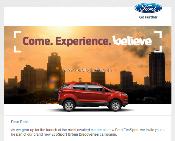 EcoSport Revealing On 15th March 2013