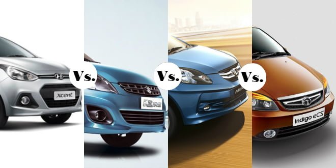 Xcent vs Swift Dzire vs Amaze vs Indigo eCS Featured Image