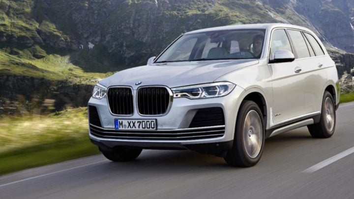 2018 bmw x7 images front angle rendering