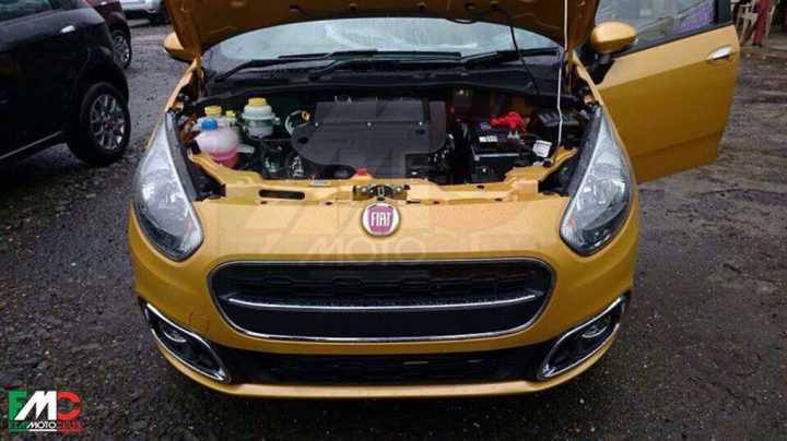 2014 Fiat Punto Facelift Spy Shot Front Engine Bay Open