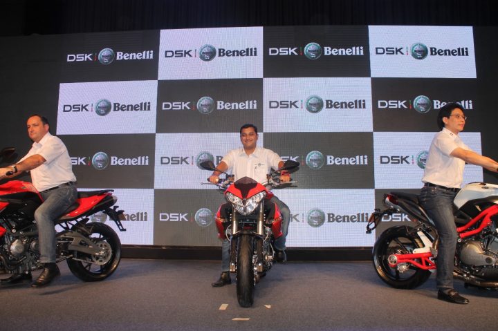 L to R (Mr. Stefano Mitchelloti Technical Director at Benelli, Mr. Sirish Kulkarni Chairman DSK Motorwheels and Mr. Frank Zhaung SVP and COO Benelli