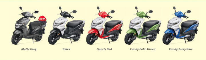 2016 honda dio prices with colours