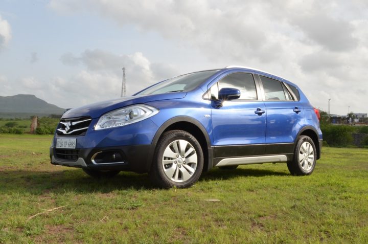 Nexa maruti s cross blue front three quarter