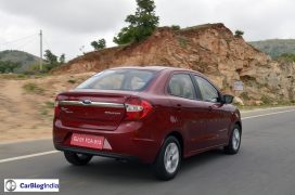 Ford figo aspire review red rear angle action 1