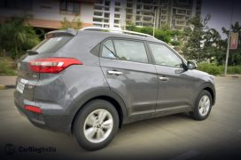 Hyundai creta test drive review rear angle action pics