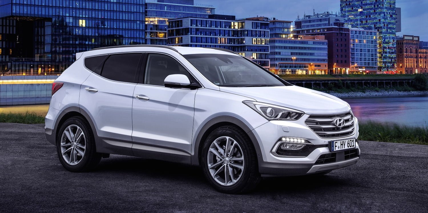 Upcoming new Hyundai Cars in India in 2016,2017 - new-2016-hyundai-santa-fe-front-angle