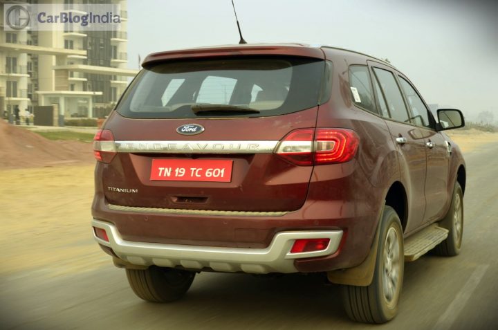 new ford endeavour india review action photo rear