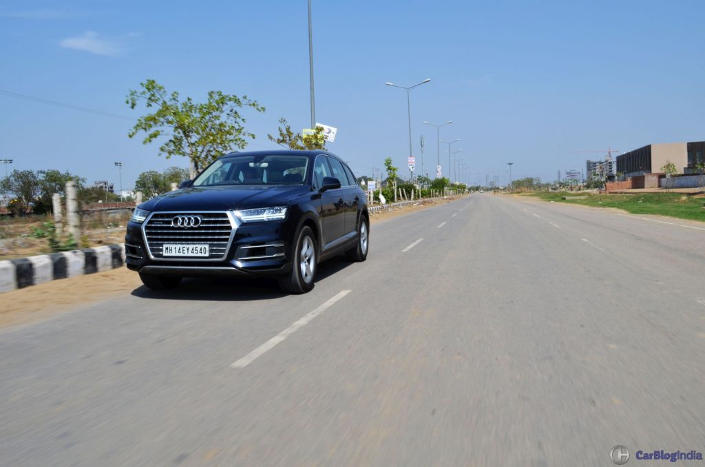 2016 Audi Q7 test Drive Review Action Shot front 2