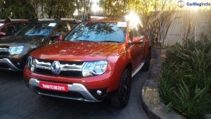 2016 renault duster facelift front angle cayenne orange