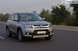 Maruti Vitara Brezza Review Images Front Angle Silver Action