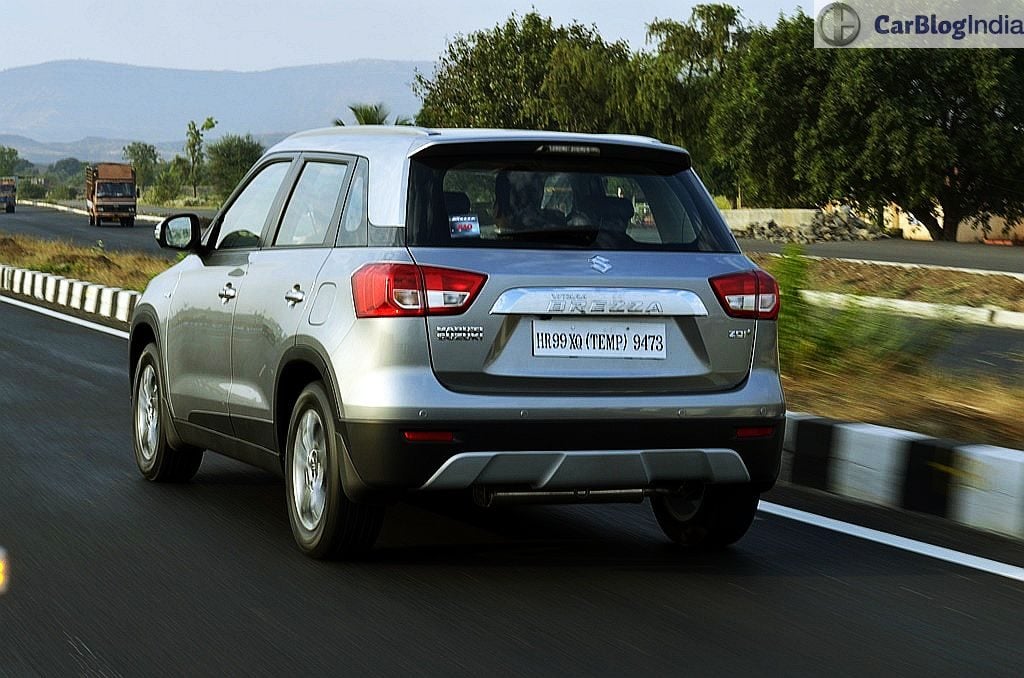 maruti vitara brezza review images side rear angle silver 5