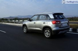 Maruti Vitara Brezza Review Images Side Rear Angle Silver 1