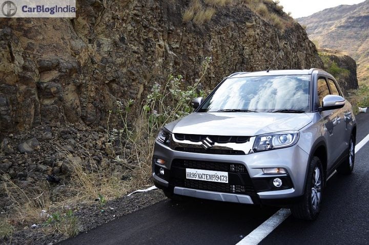 best suv in india 2017 - maruti vitara brezza review images front angle silver