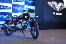 Bajaj v15 photos Black red front angle