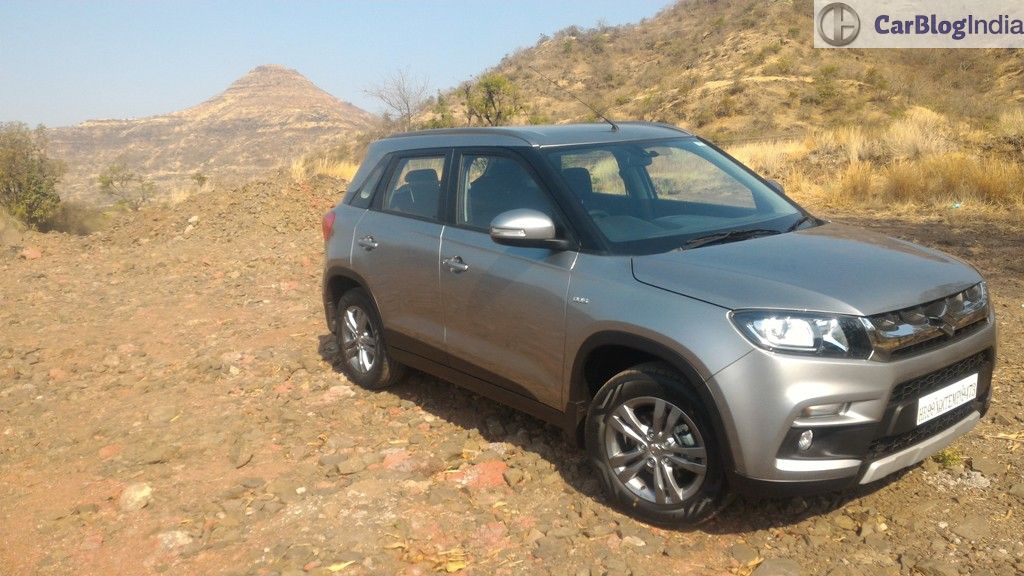 maruti vitara brezza review images front angle silver