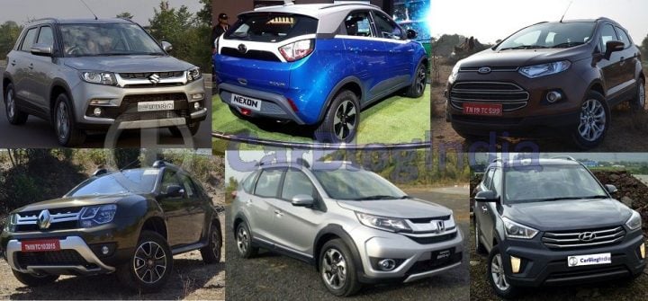 Maruti Vitara Brezza Vs Creta Vs Ecosport Vs Duster Vs Honda Br v Vs Tata Nexon