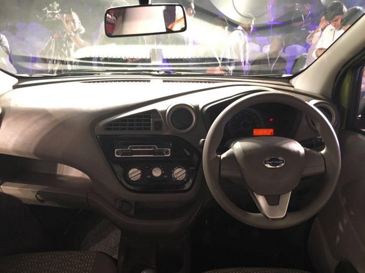 2016 Datsun Redi Go India Spec Model's dashboard in interior imaeg along with details of India launch date and price