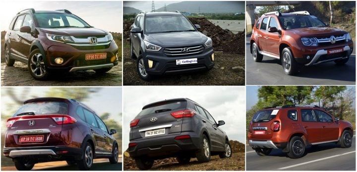 honda brv vs hyundai creta vs renault duster - comparison of specifications, mileage, prices