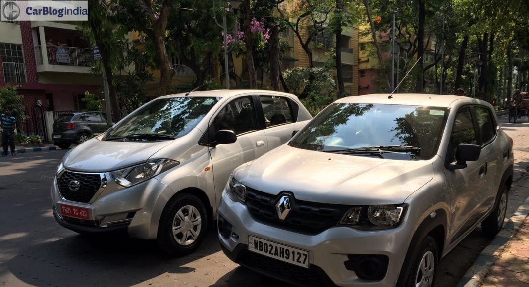 datsun redi go vs renault kwid comparison - datsun redi go shares platform with renault kwid
