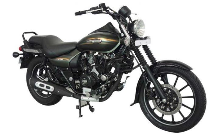 New Model Bajaj Avenger Cruise 220 matte wild green front three quarters images