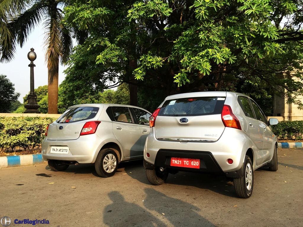 Datsun redi go vs datsun go comparison rear angle