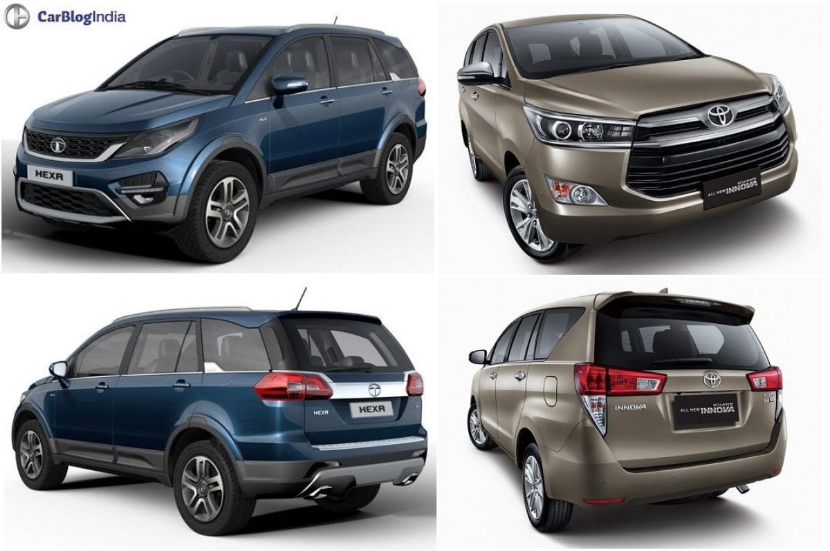 Tata Hexa Vs Toyota Innova Crysta Comparison Of Price Specs