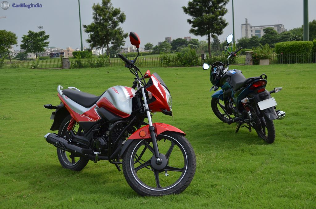 hero splendor ismart 110 test drive review-red-blue-front-angle
