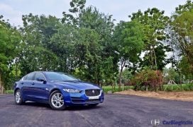 Jaguar xe test drive review front angle far