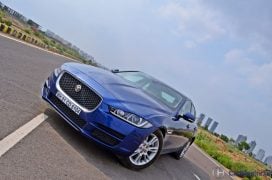Jaguar xe test drive review front angle titl