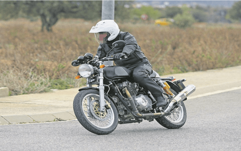 royal enfield 750cc bike images front angle action photo