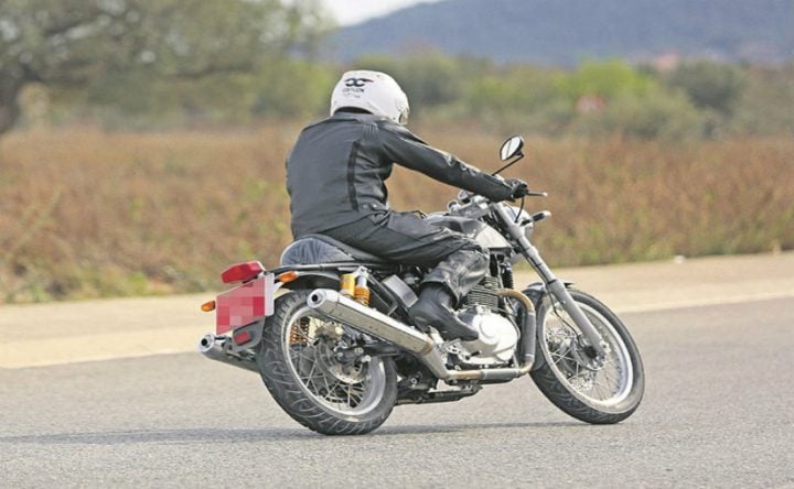 2017 royal enfield interceptor 750 cc motorcycle rear angle action shot