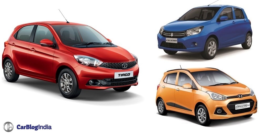 Tata Tiago vs Maruti Celerio vs Hyundai Grand i10 Comparison