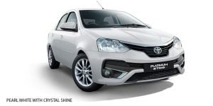 New toyota etios platinum colours pearl white with crystal shine
