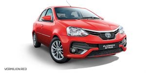 New toyota etios platinum colours vermilion red