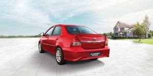 New toyota etios platinum red official images rear angle