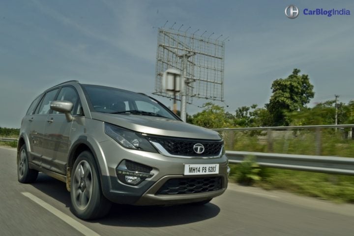 tata hexa test drive review images action front angle