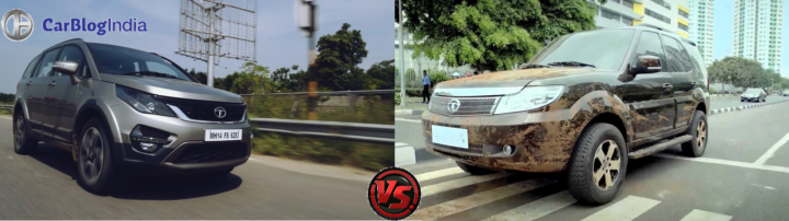 tata hexa vs tata safari storme comparison images