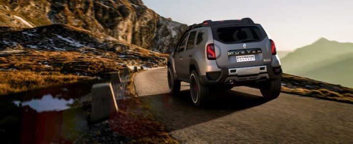 renault duster extreme concept rear three quarters action images
