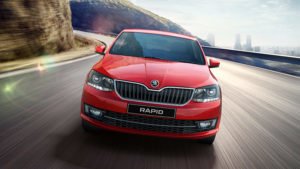 New skoda rapid official image red front motion