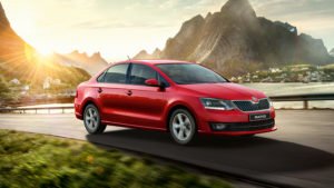 New skoda rapid official image side angle motion 2