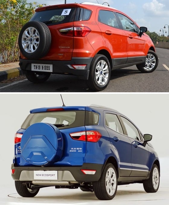 ford ecosport old vs new rear angle