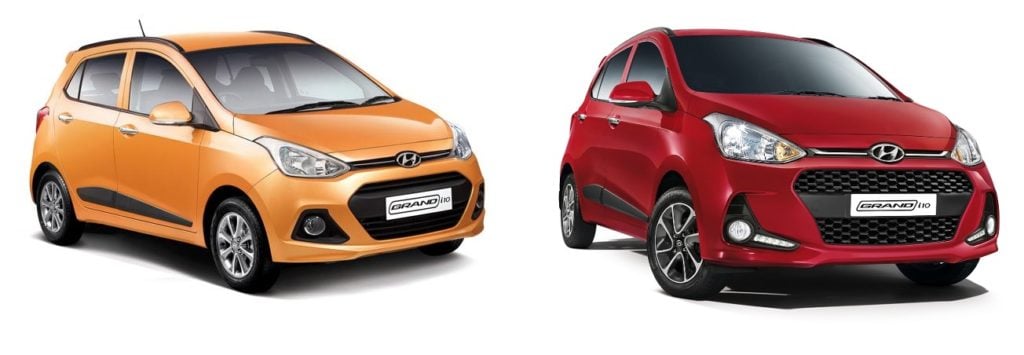 hyundai grand i10 old vs new front angle