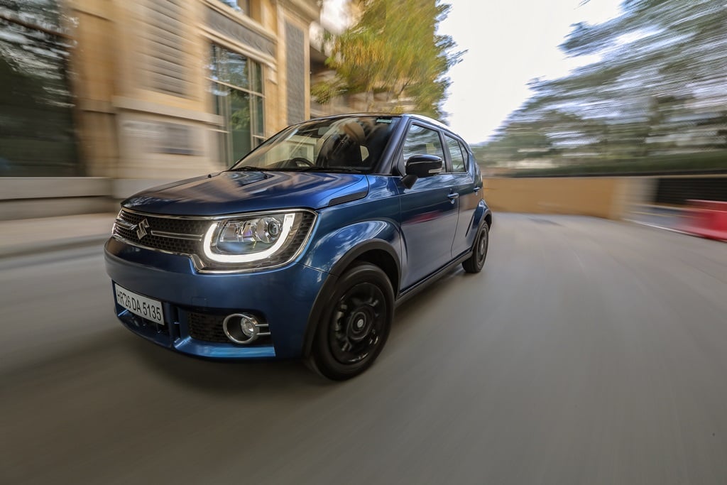 maruti ignis test drive review images action front close