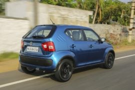 maruti ignis test drive review images action rear angle tracking shot