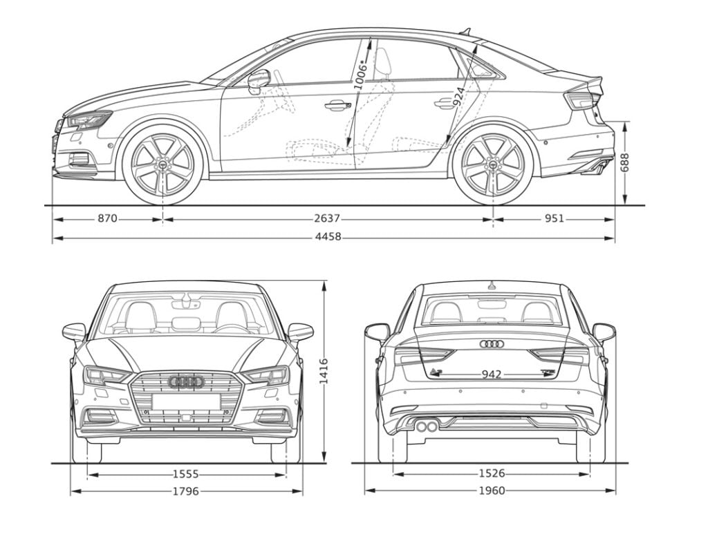 2017 audi a3 facelfit india dimensions